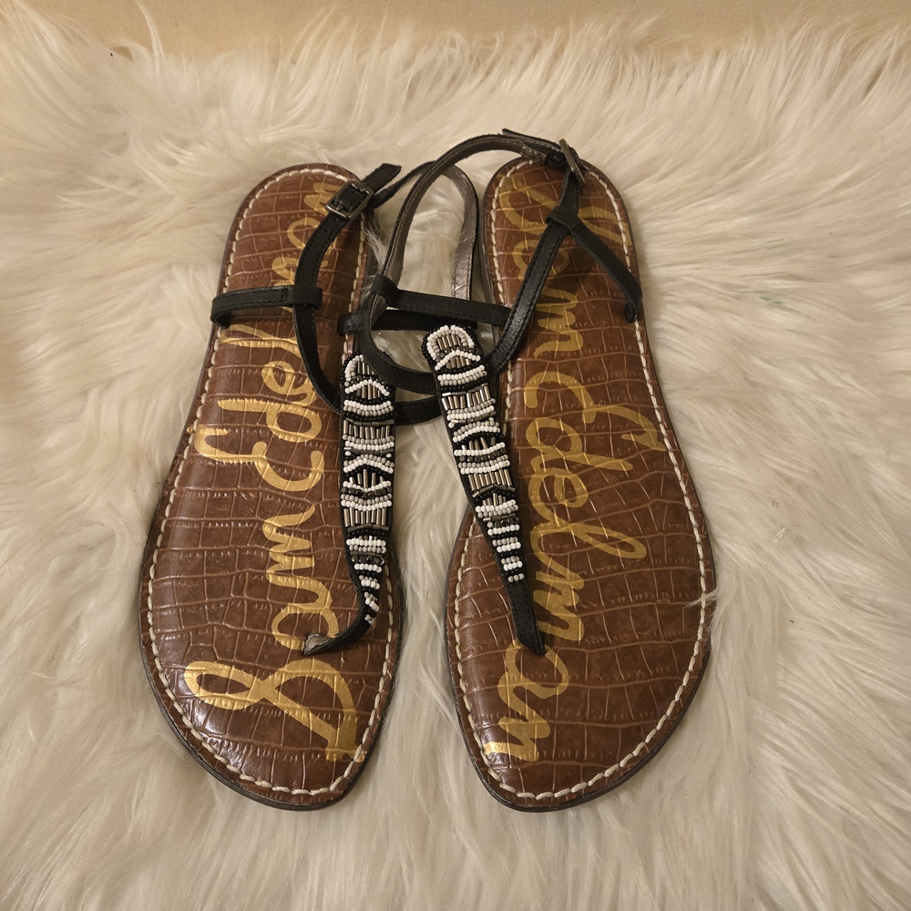Sam Edelman Black Beaded Sandals Slipper Shoes Grace US 9 M -EUR 39